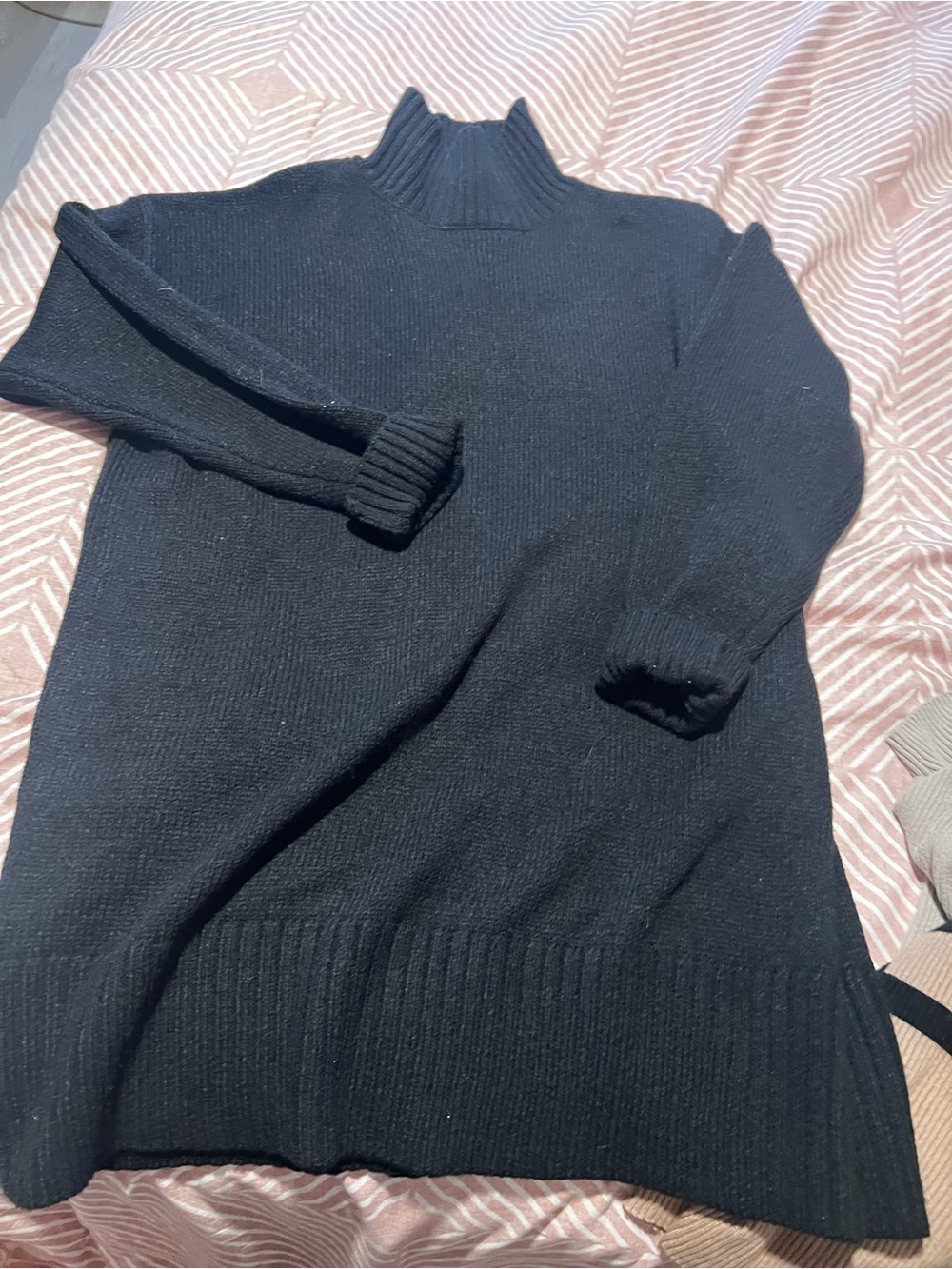 Black Turtleneck Knit Sweater Dress - Classic Women's Sweater
